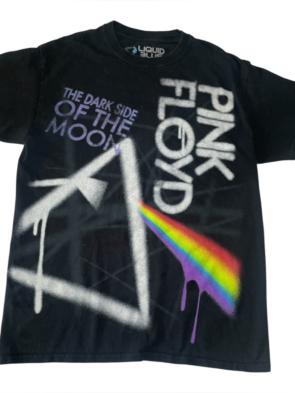 Pink Floyd “Dark Side of the Moon” Liquid Blue Graphic Tee – Men’s Medium 🌈🎸